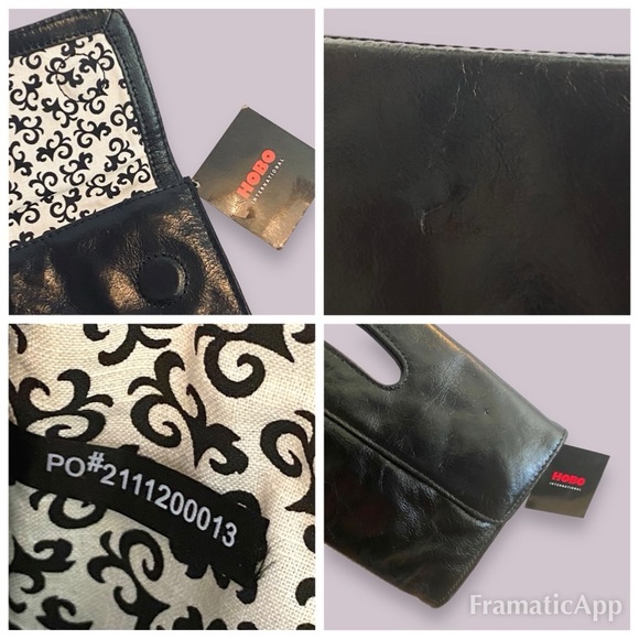 NWT Hobo International Katrina Leather Black Clutch 12.25” x 6.5”